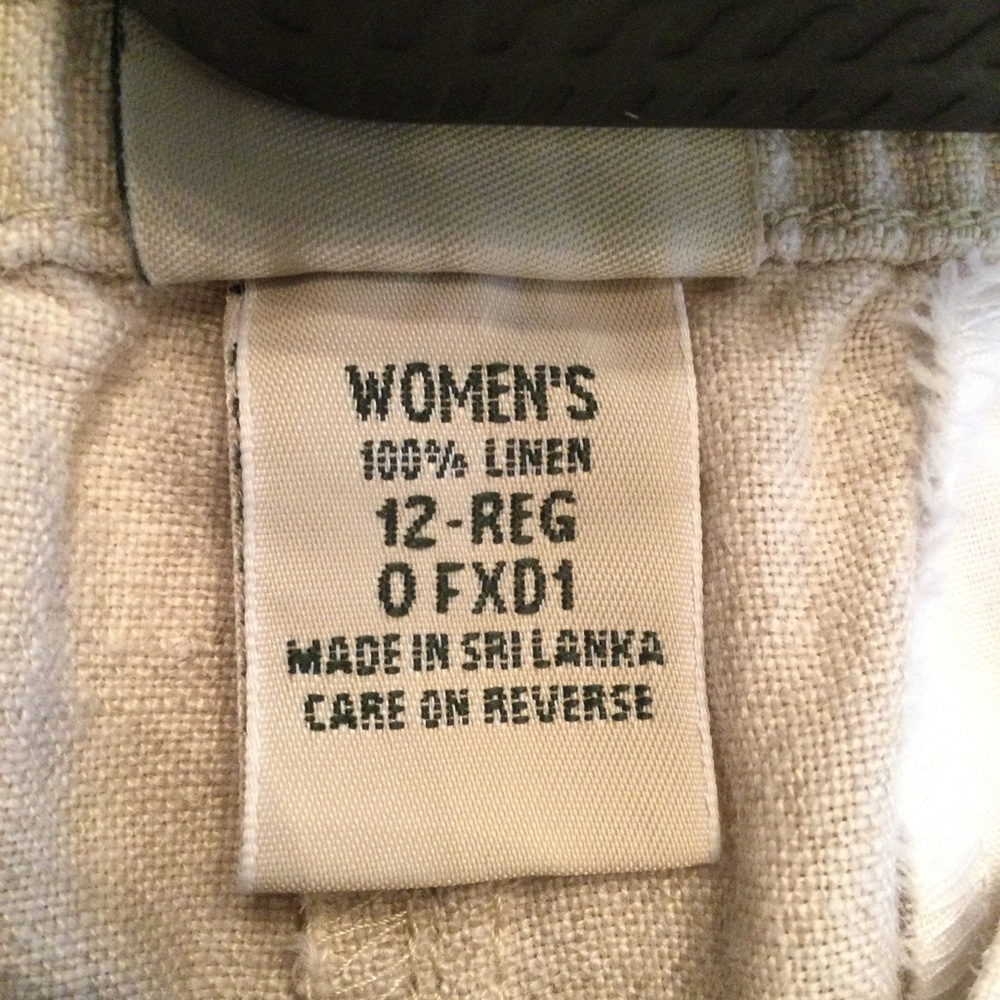 L.L.Bean Beige Wide Legged Linen Pants Size 12 - Picture 6 of 11